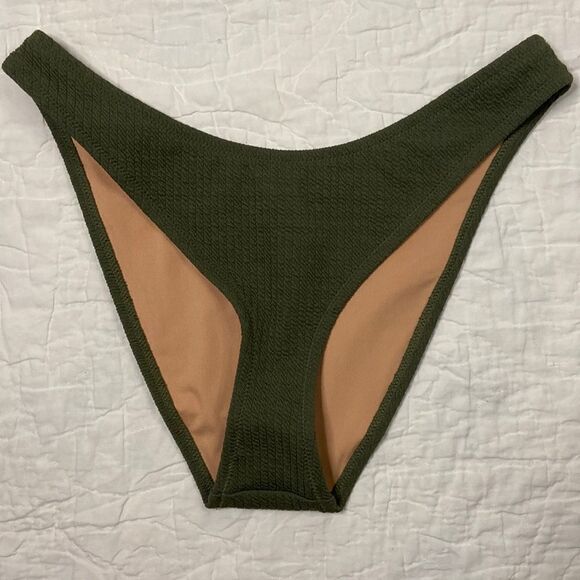 NWT J.Crew Textured curved-waist cheeky bikini bottom in green size Medium - Picture 1 of 10